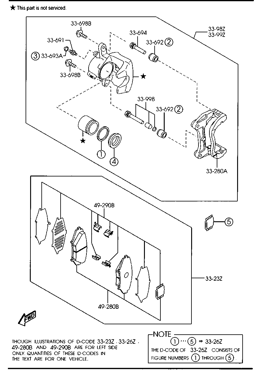 F1Y23328Z Pad Sub Set,Frt Caliper Mazda YoshiParts