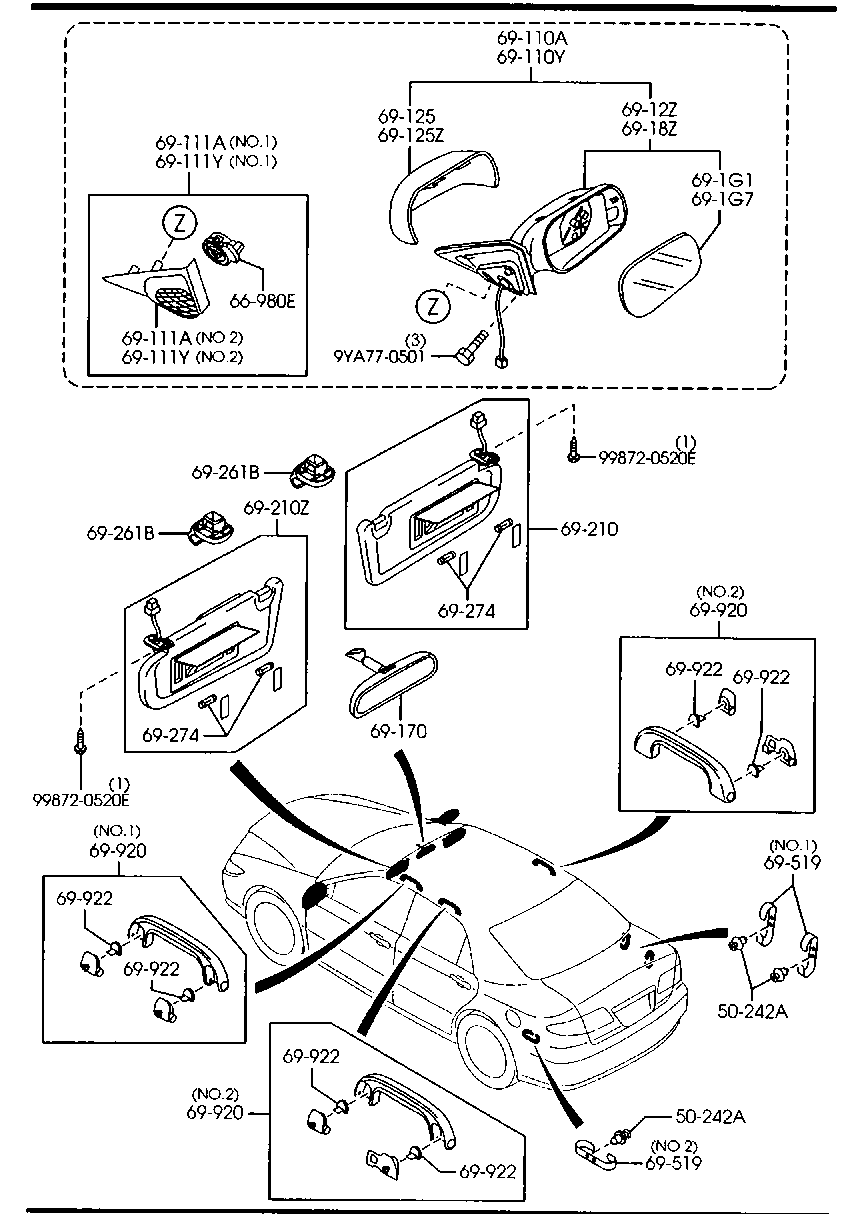 Visors Assist Handles Mirrors