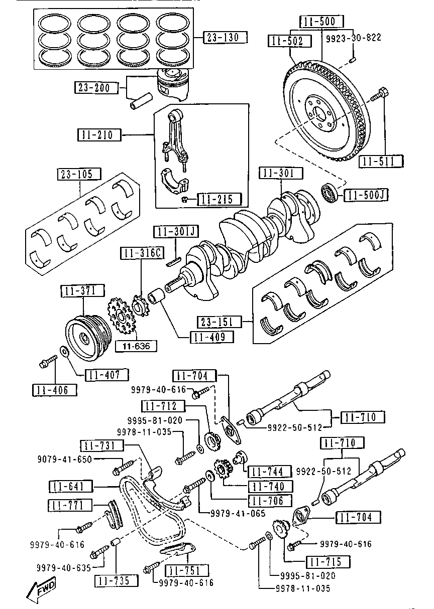 Piston, Crankshaft & Flywheel
