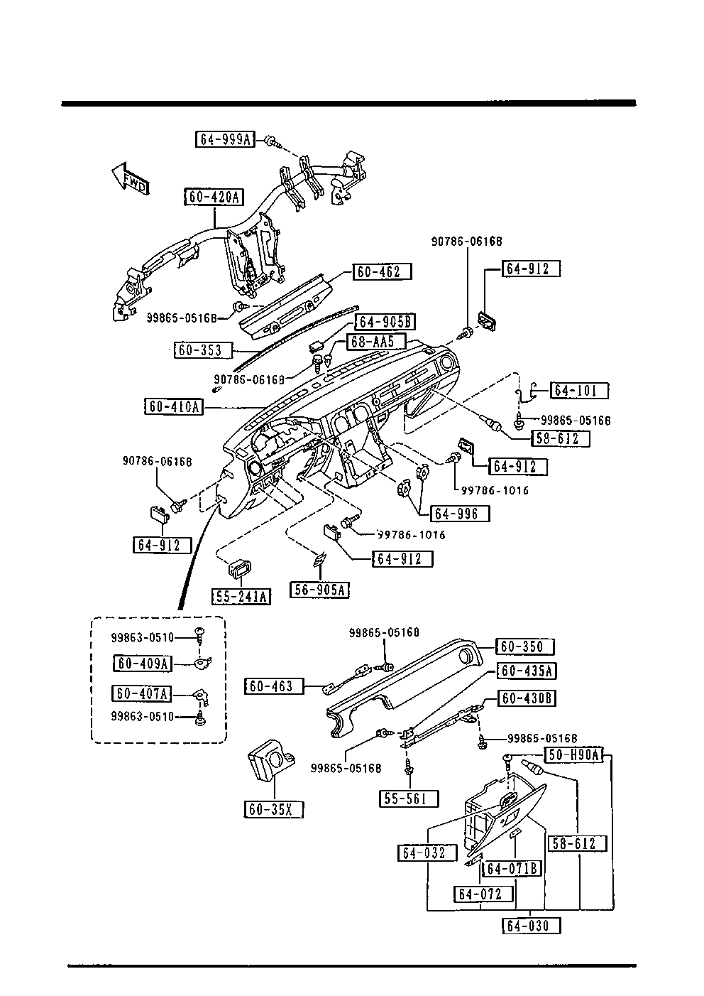 NA54-60-420 Frame,Inst.panel Mazda | YoshiParts