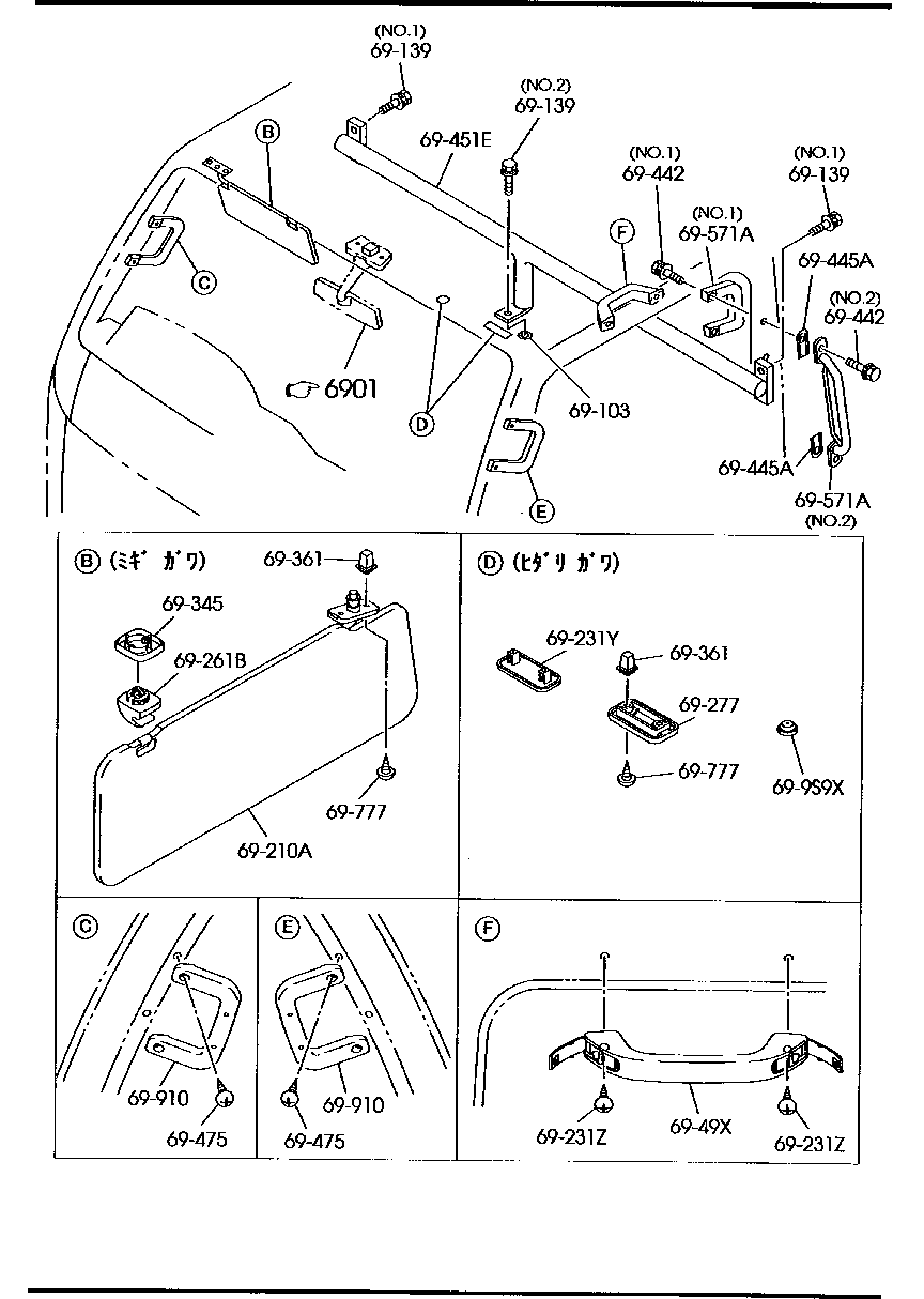 Sun Visors Assist Handles Mirrors