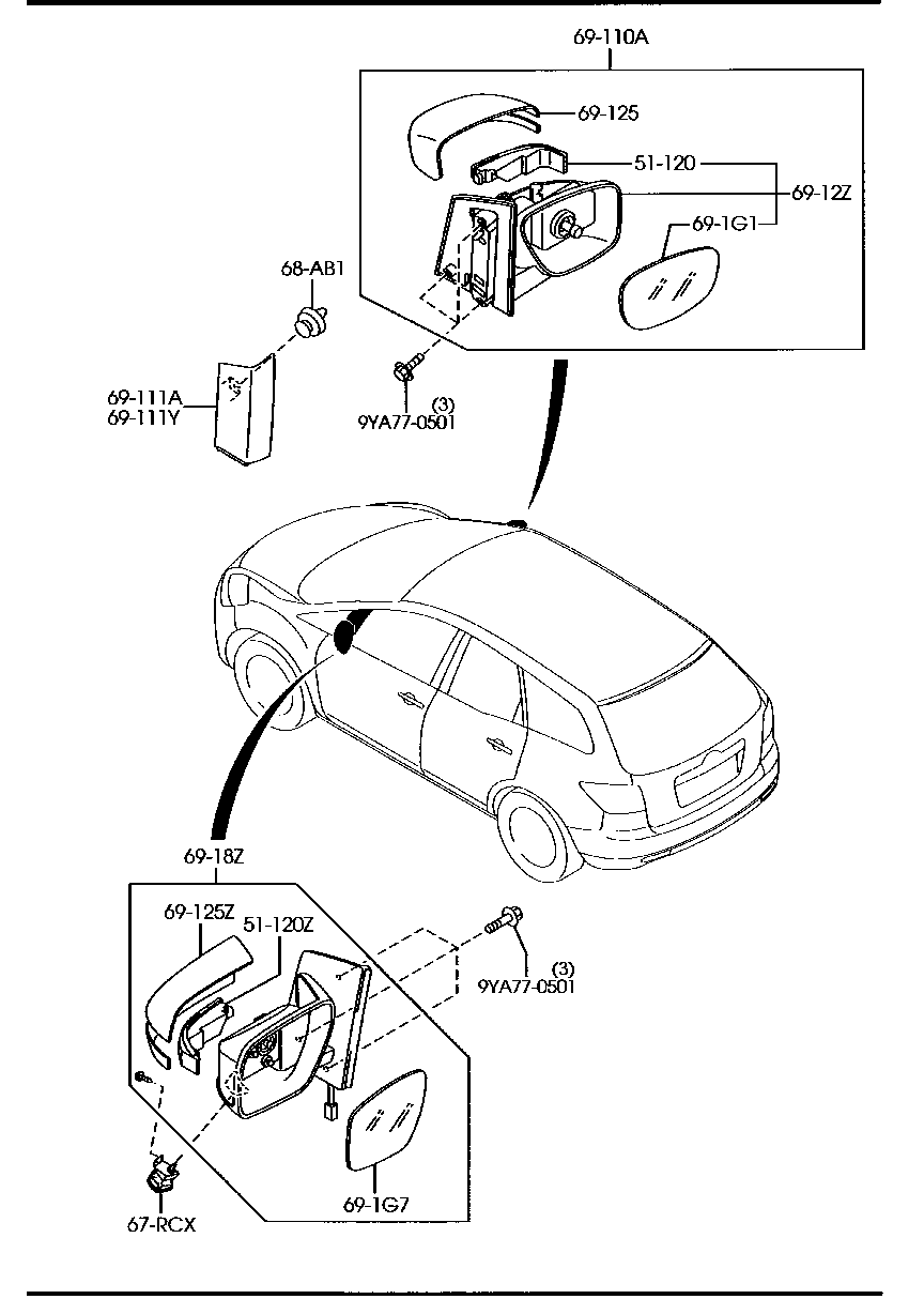 Sun Visors Assist Handles Mirrors