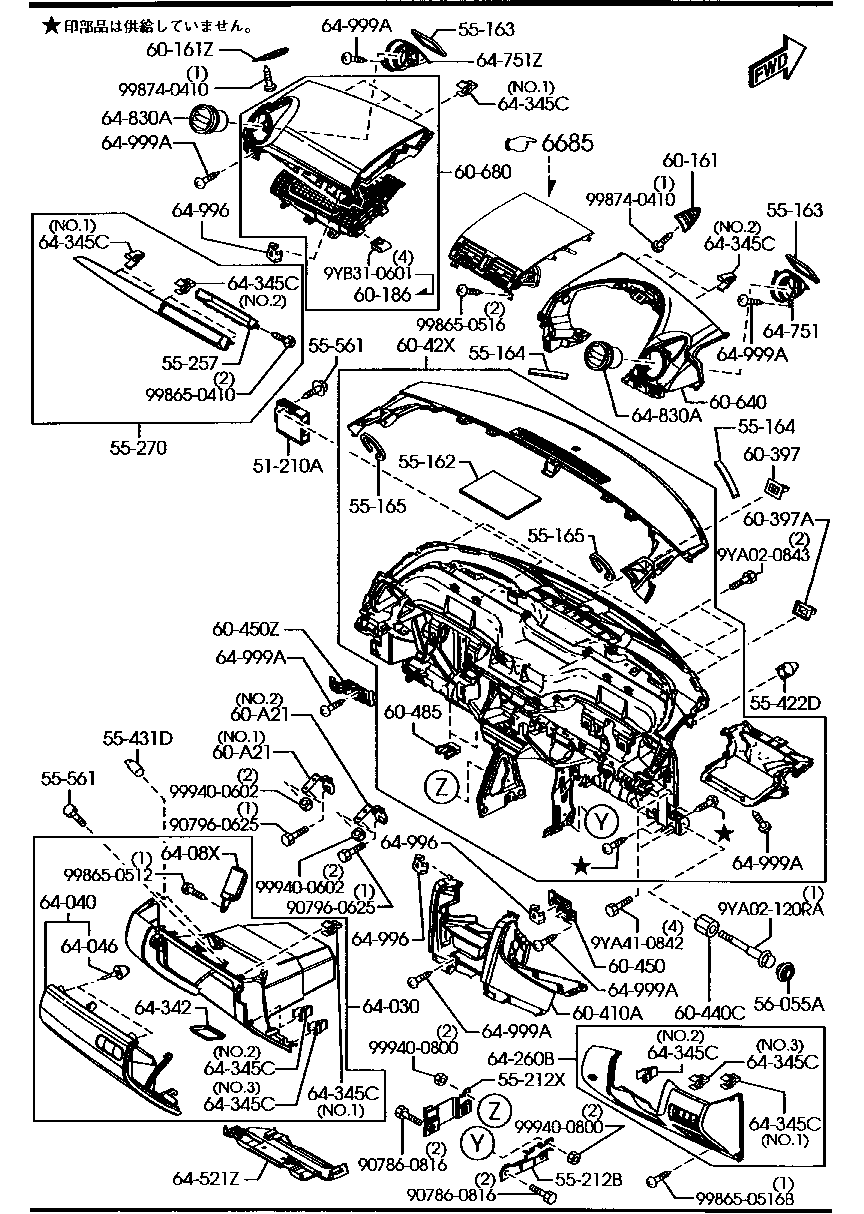 Panel de control, piezas relacionadas