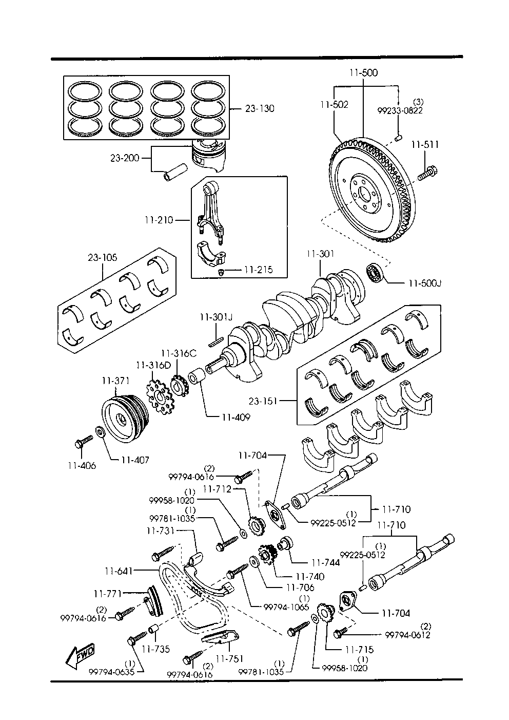Piston, Crankshaft & Flywheel
