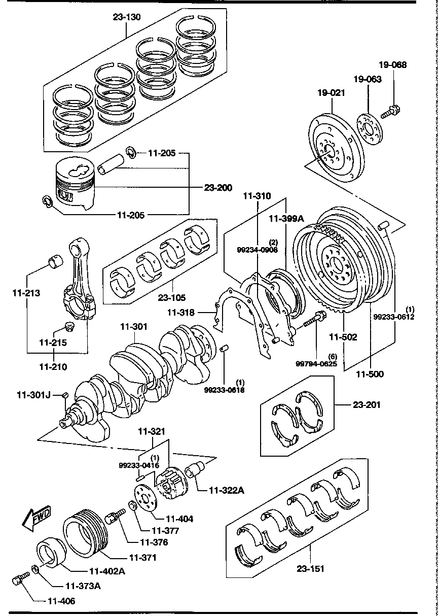 Piston, Crankshaft & Flywheel