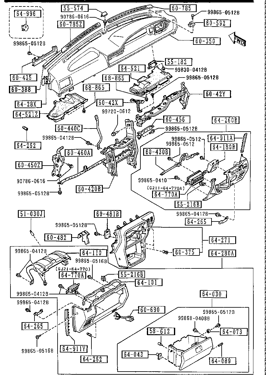 Panel de control, piezas relacionadas