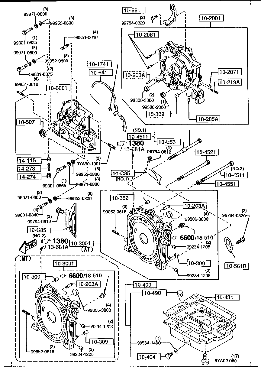 Oil Pan, Front & Rear Housing