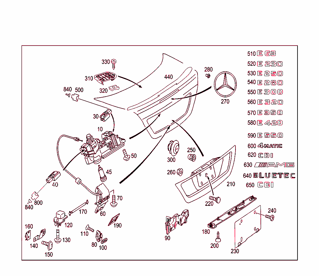Rear Lid Latch-Type Lock, Rear Lid Attachment Parts