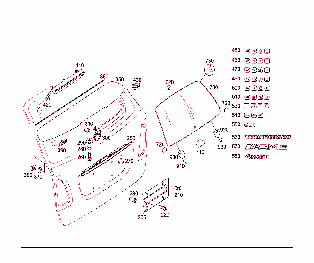 Rear Panel Door Attachment Parts, Rear Panel Door Window