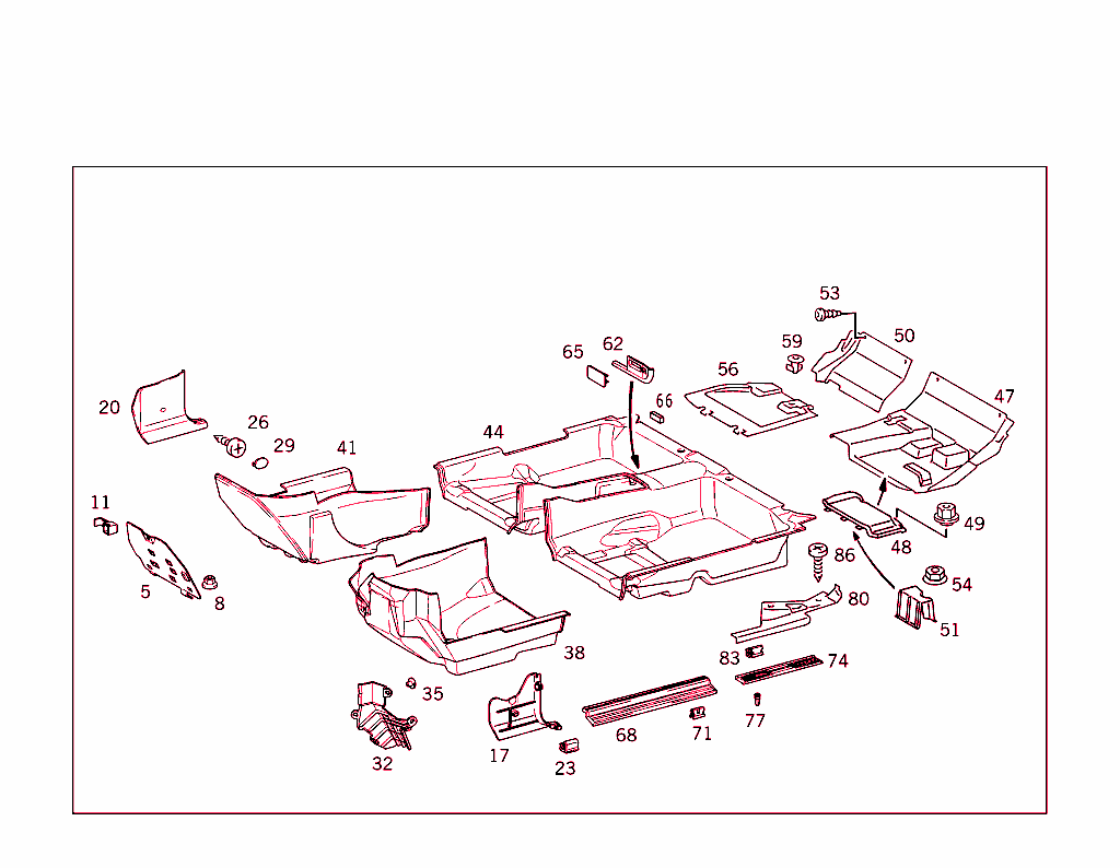 Front Panel Pillar Panelling, Lining On Floor And Footrest