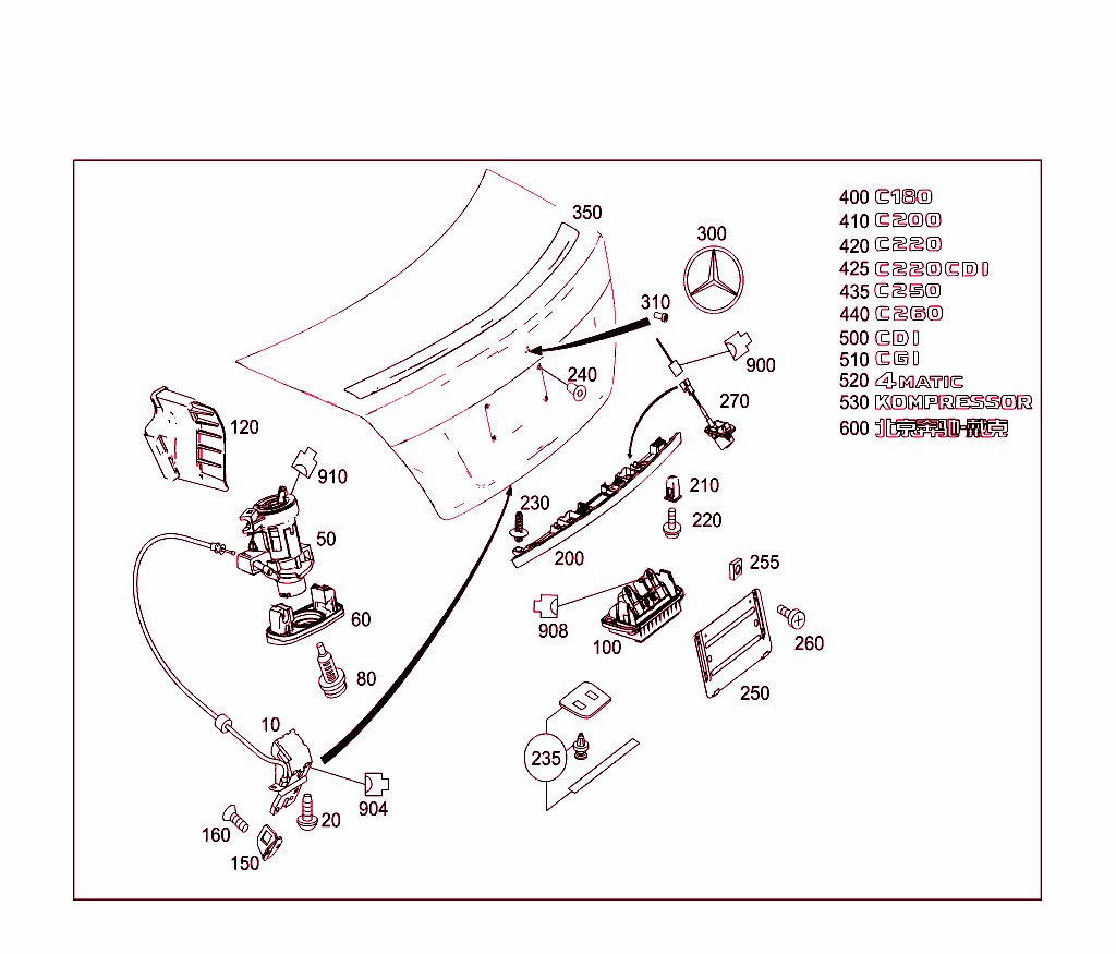 Rear Lid Latch-Type Lock, Rear Lid Attachment Parts