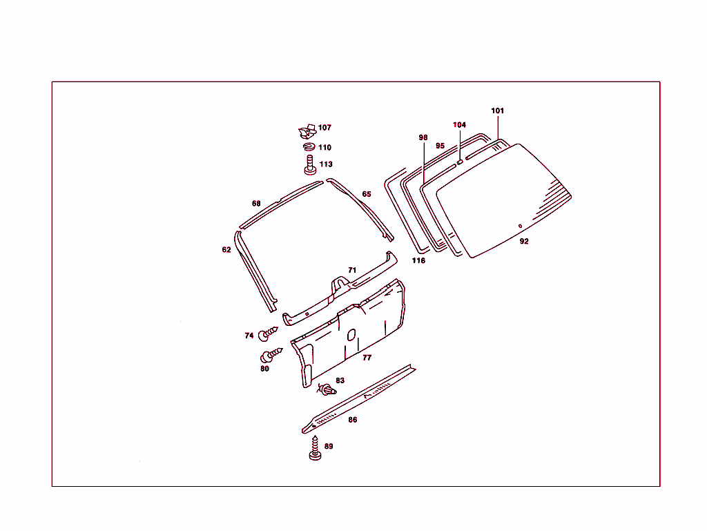 Rear Panel Door Attachment Parts, Rear Panel Door Window