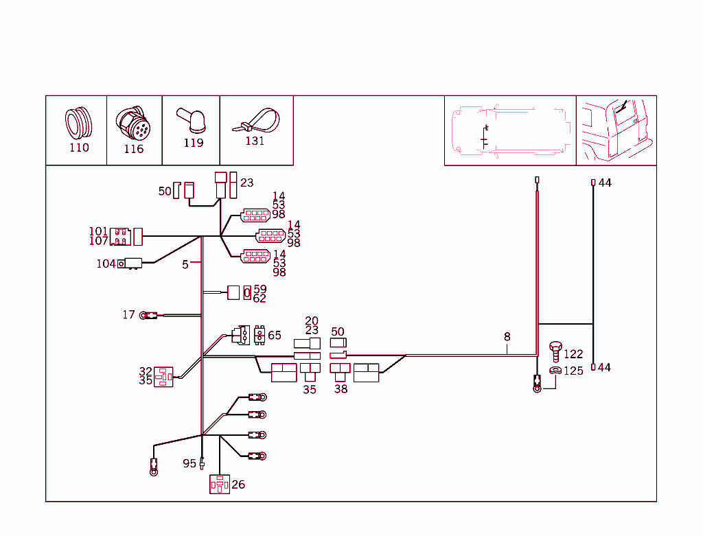 Cable Harnesses Of Rear Wiper Unit & Heated Rear Window Pane