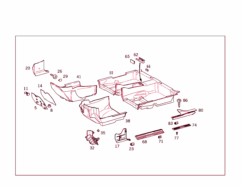 Front Panel Pillar Panelling, Lining On Floor And Footrest