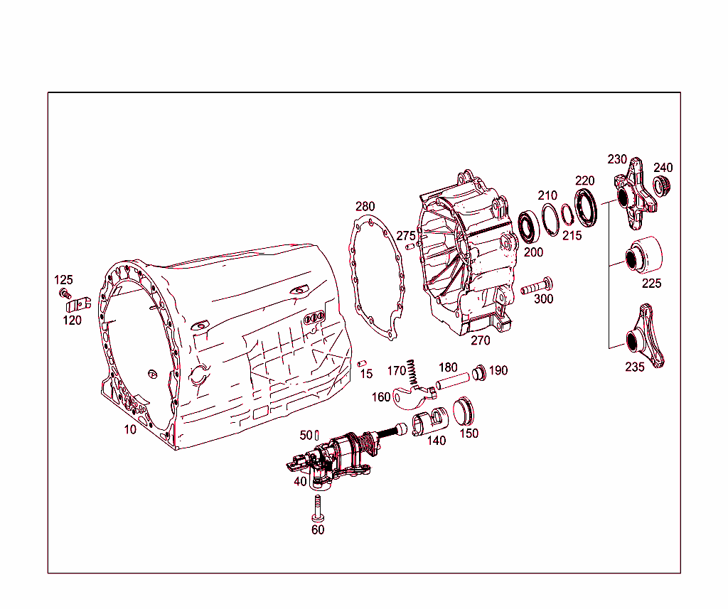 Transmission Housing, Output Flange, Parking Lock,Shift Lock,Selector Leber