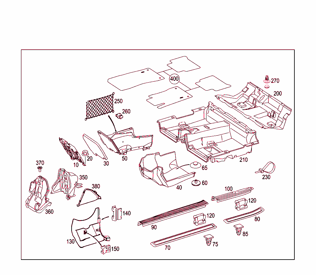 Front Panel Pillar Panelling, Lining On Floor And Footrest