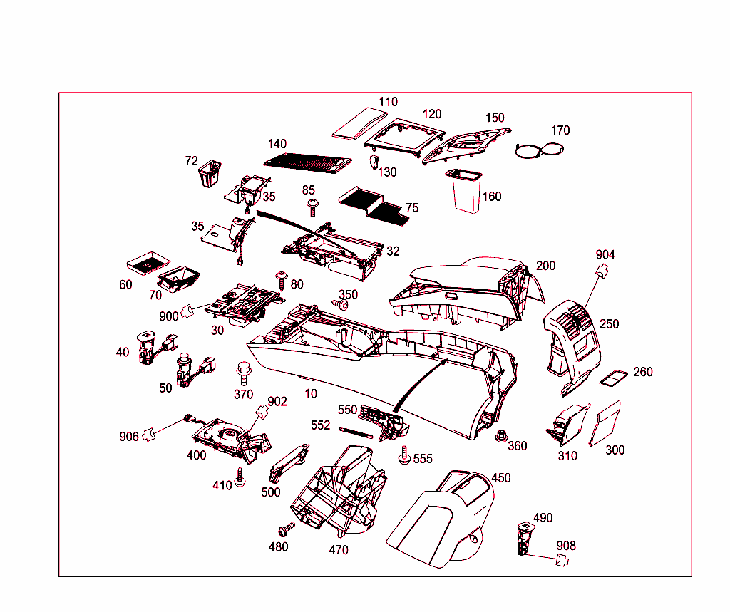 Housing With Tray, Armrest, And Ashtray
