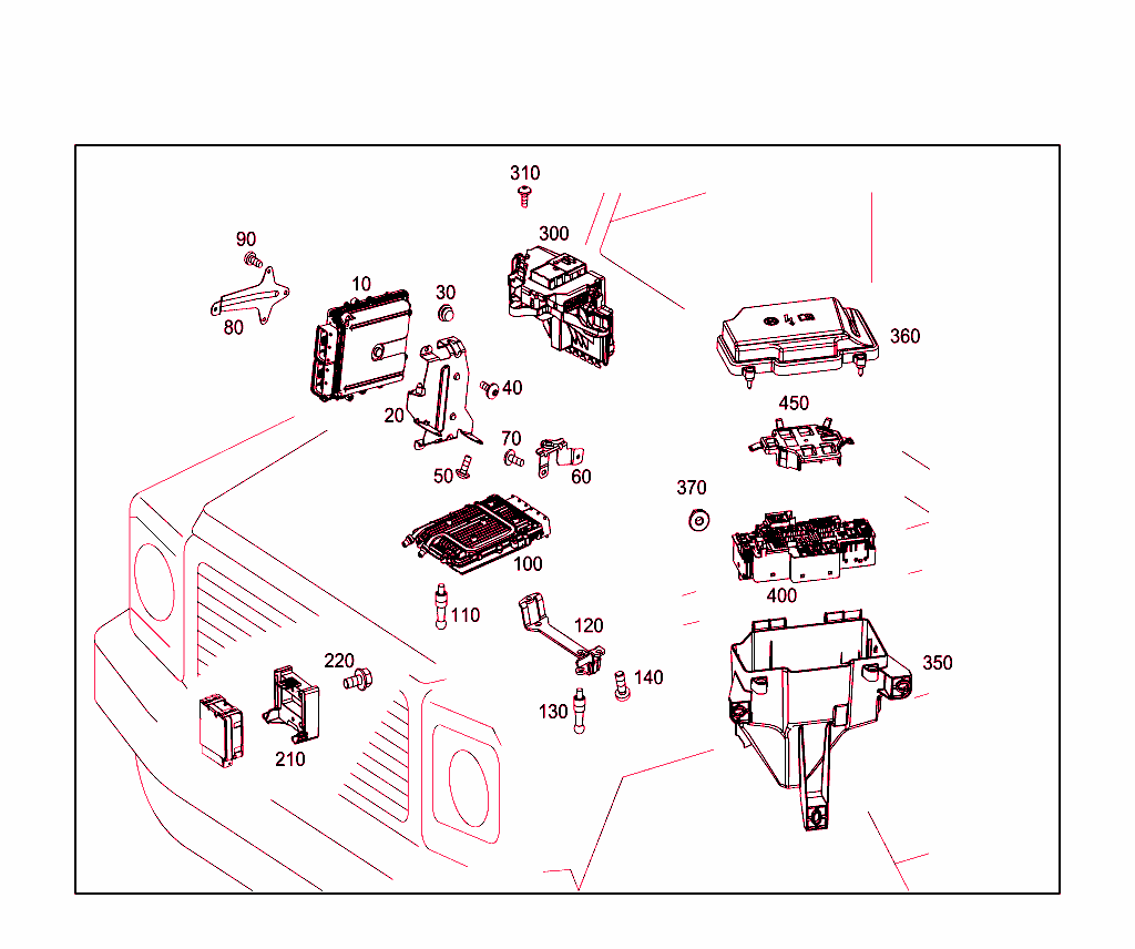 Control Units,Fuse Boxes And Relays In Engine Compartment