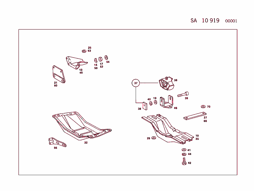 Engine Mounting W/Mercedes-Benz 5-Speed Transmission & W/Mercedes-Benz Auto Transmission (For Types 123,124,140,201,See Standard Microfiche)