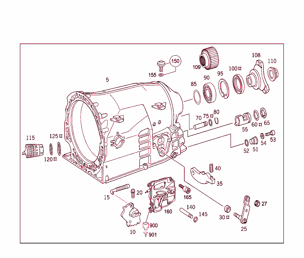 Transmission Housing, Output Flange, Parking Lock,Shift Lock,Selector Leber