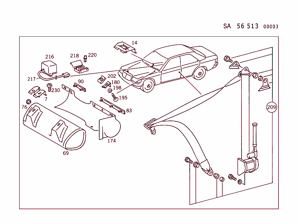 Airbag; U.s. Version (For Type 201,Electrical Parts,See Standard Microfiche,Group 82)