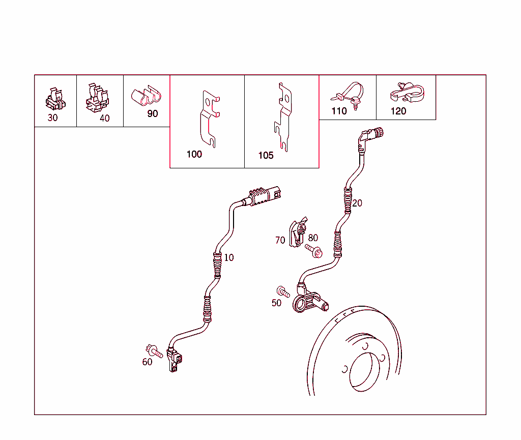 Brake Pad Wear Indicator And Speed Sensor Front Axle