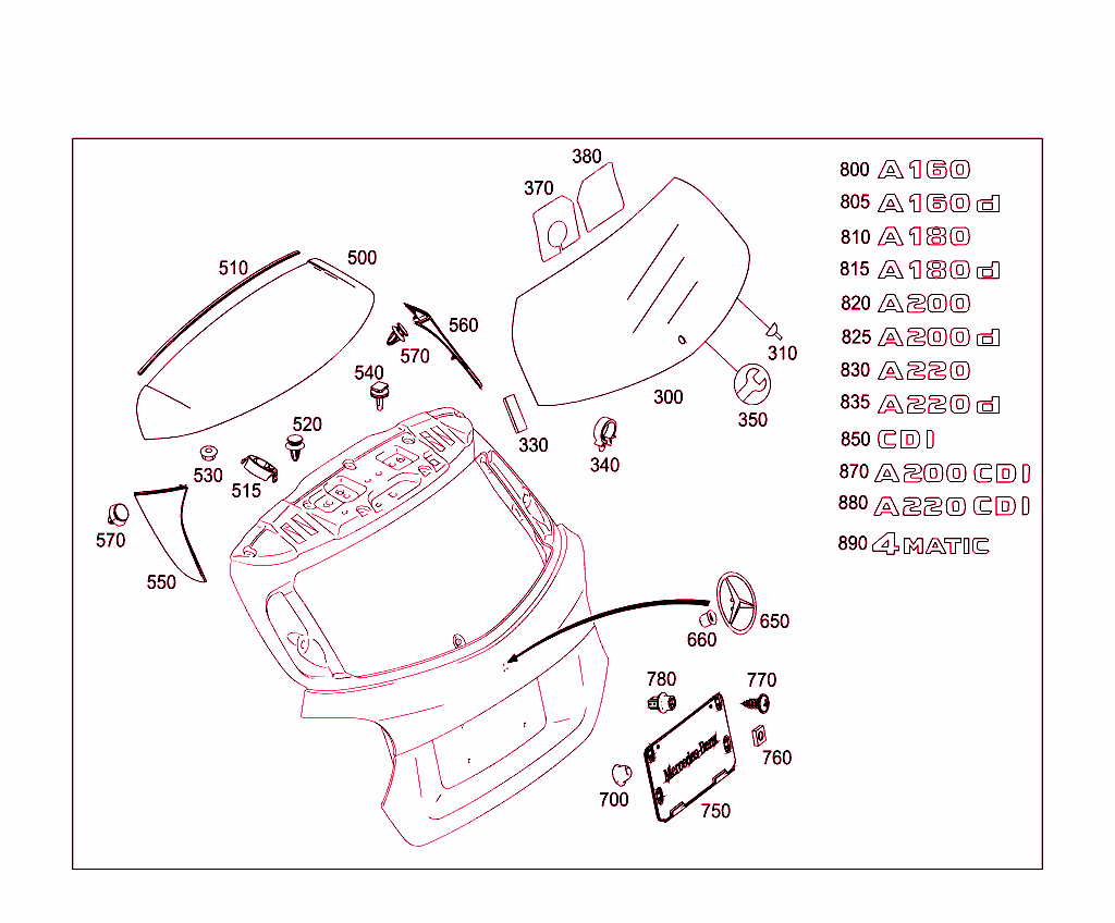 Rear Panel Door Attachment Parts, Rear Panel Door Window