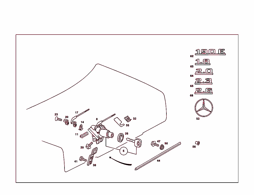 Rear Lid Latch-Type Lock, Rear Lid Attachment Parts
