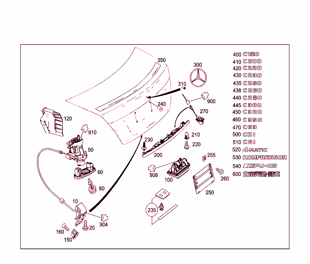 Rear Lid Latch-Type Lock, Rear Lid Attachment Parts