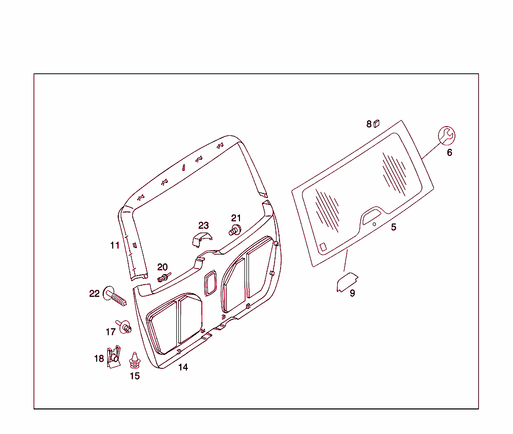 Rear Panel Door Attachment Parts, Rear Panel Door Window