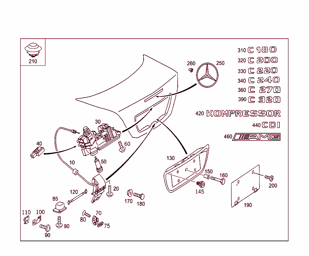 Rear Lid Latch-Type Lock, Rear Lid Attachment Parts
