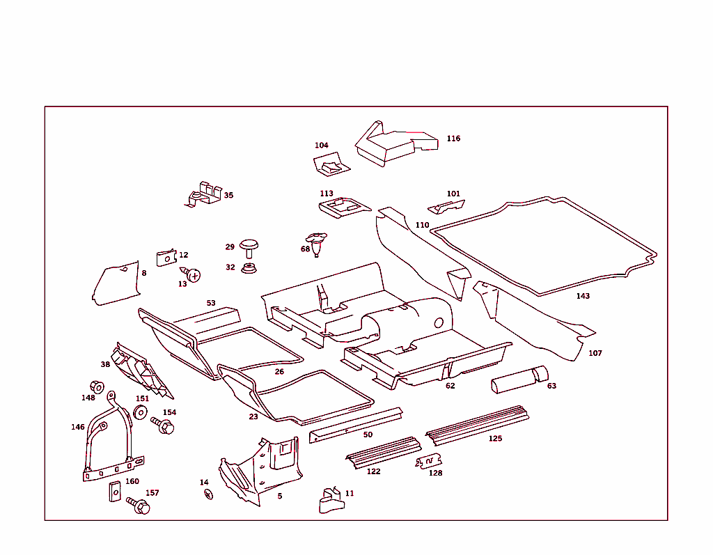 Front Panel Pillar Panelling, Lining On Floor
