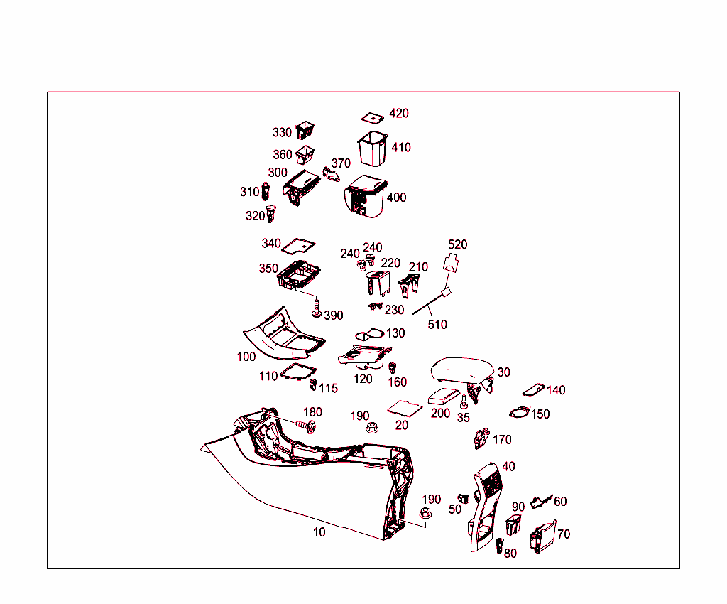 Housing With Tray, Armrest, And Ashtray