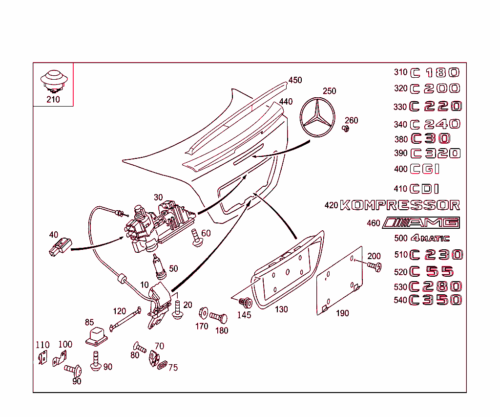 Rear Lid Latch-Type Lock, Rear Lid Attachment Parts