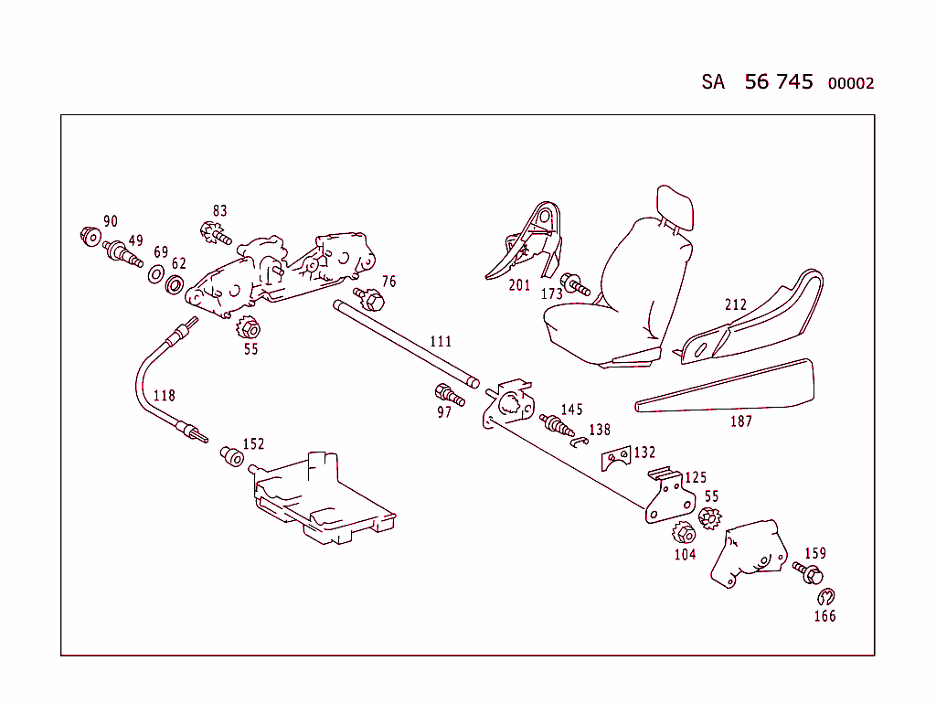 Front Seat Adjuster (Type 201, For Electrical Parts, See Standard Microfiche,Group 82)