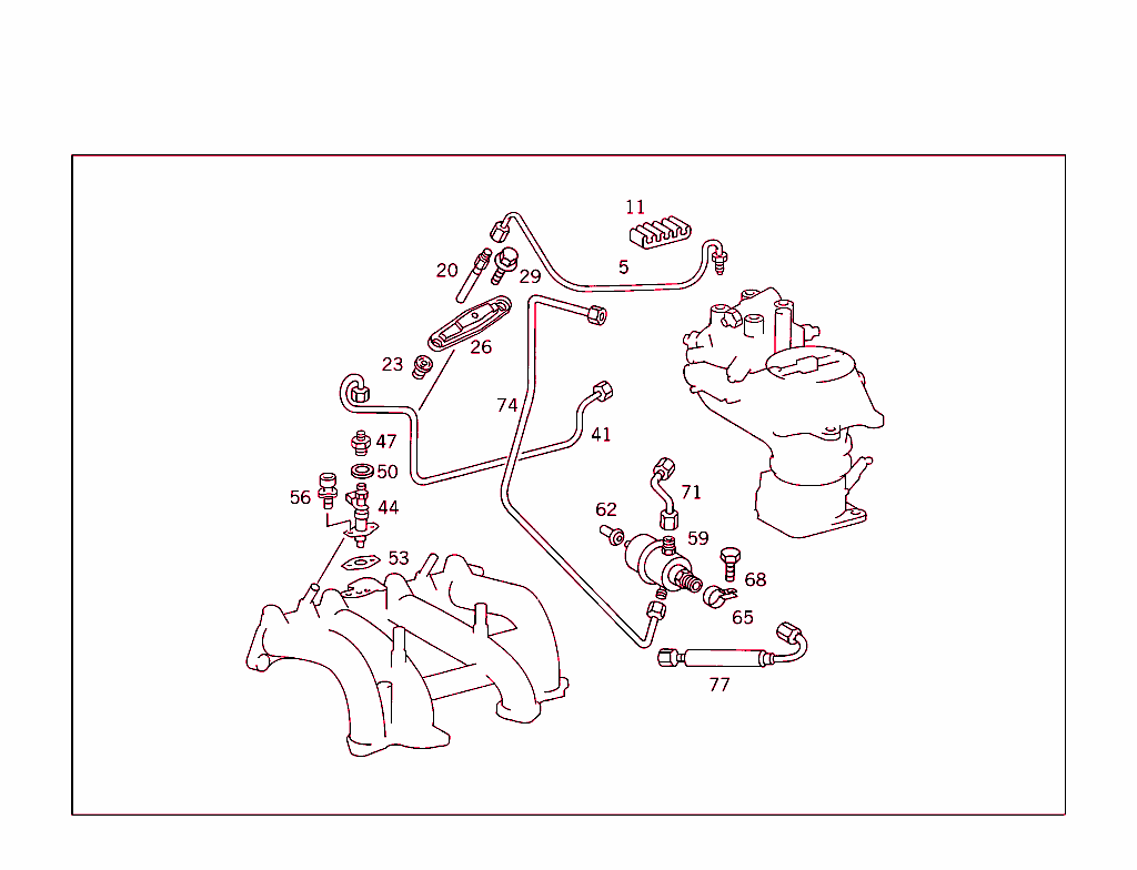 Inject.nozzles,Lines,Cold Startg.valve & Pressure Regulator, With Ke-Jetronic