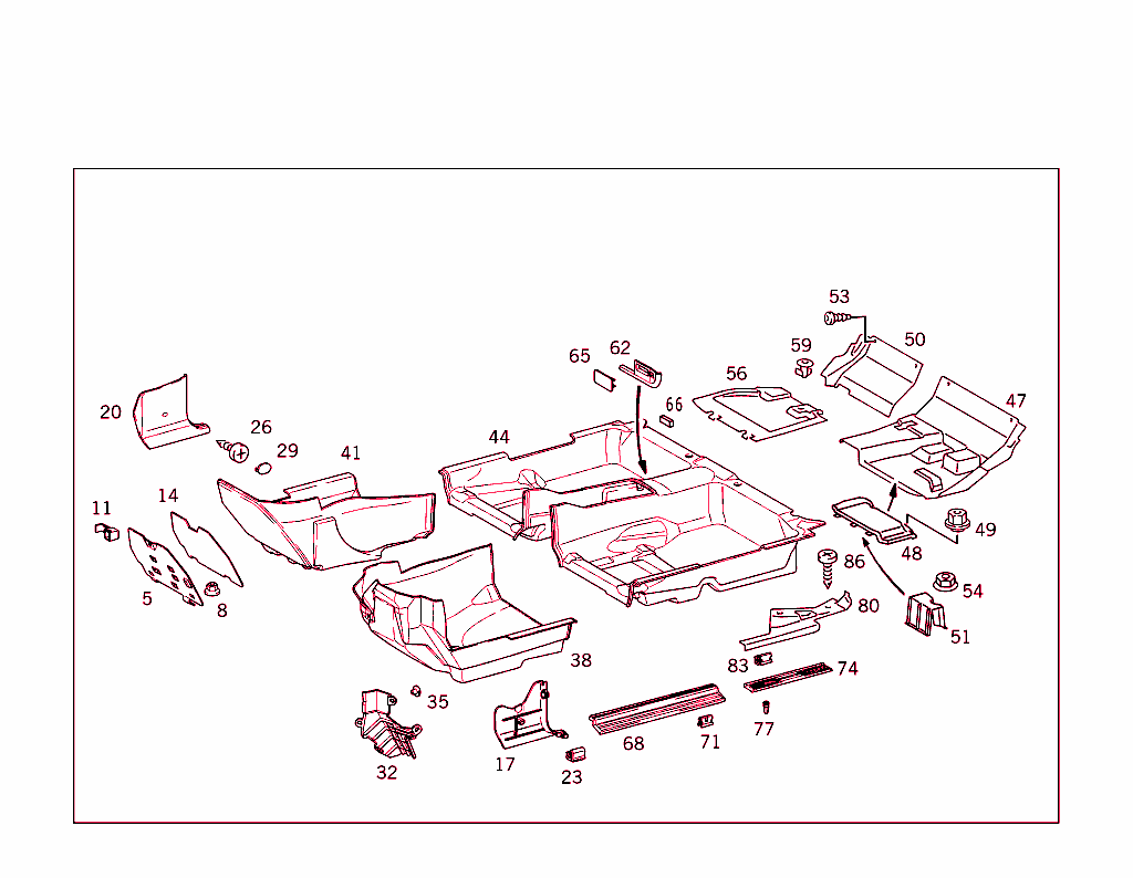 Front Panel Pillar Panelling, Lining On Floor And Footrest
