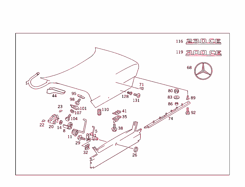 Rear Lid Latch-Type Lock, Rear Lid Attachment Parts