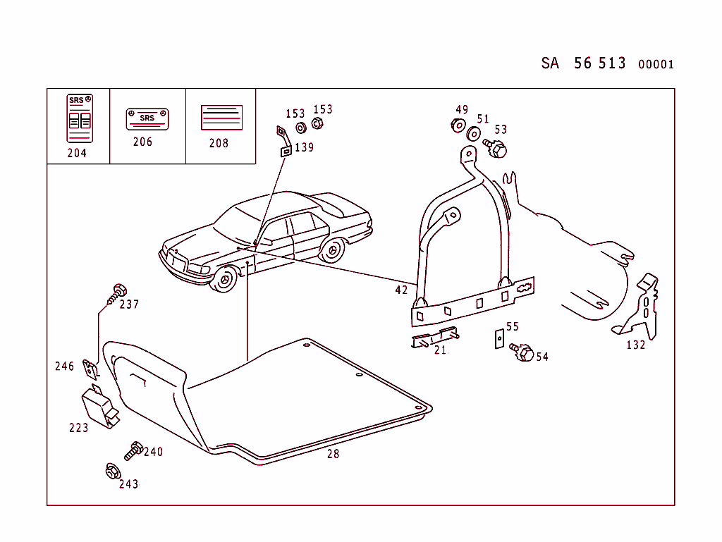 Airbag; U.s. Version (For Type 201,Electrical Parts,See Standard Microfiche,Group 82)