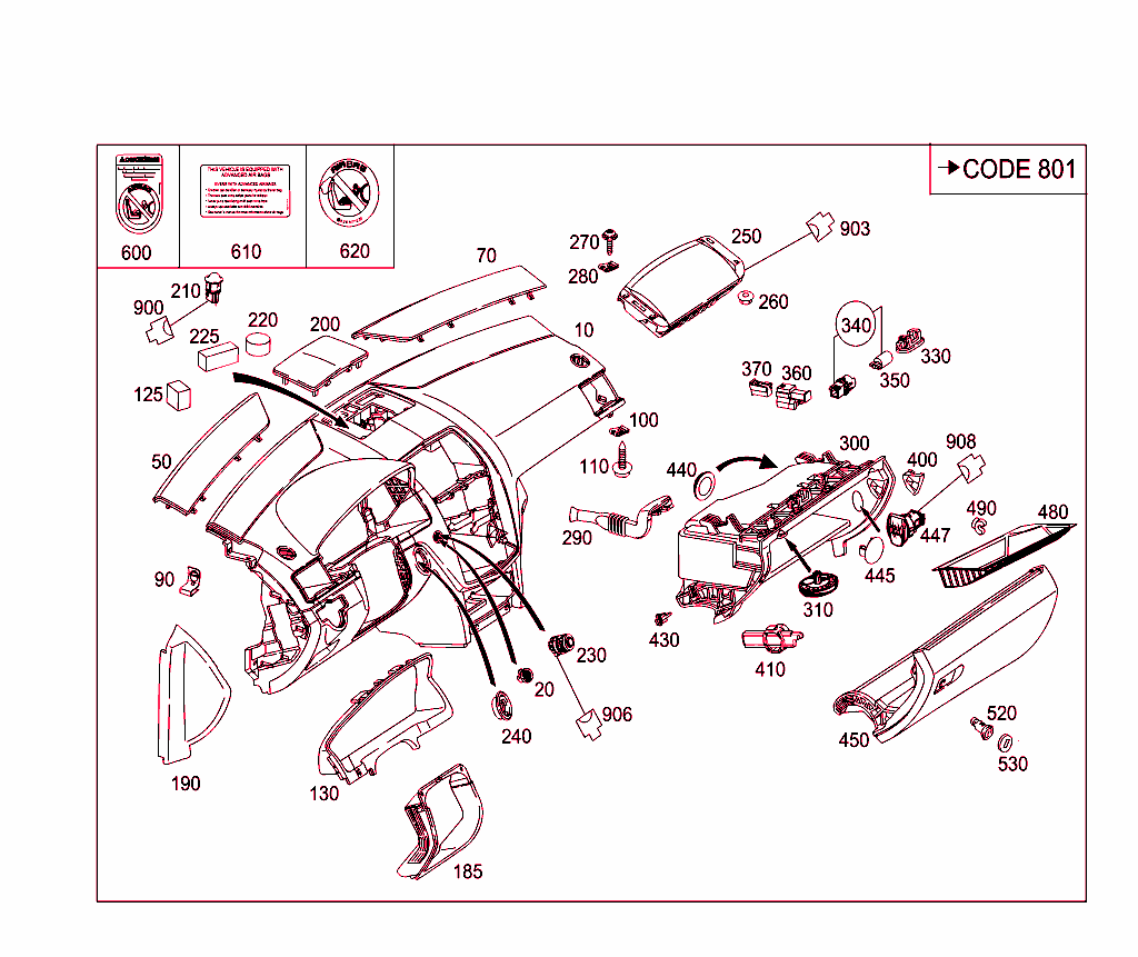 Instrument Panel And Gloves Compartment Box With Passenger Air Bag