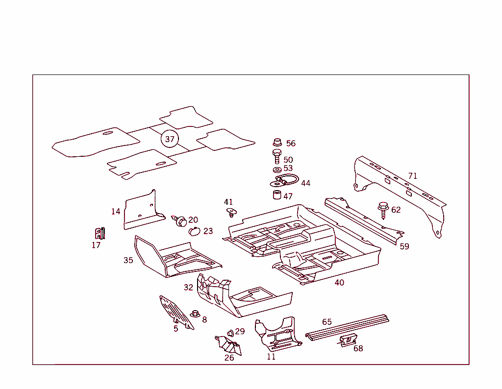 Front Panel Pillar Panelling, Lining On Floor And Footrest