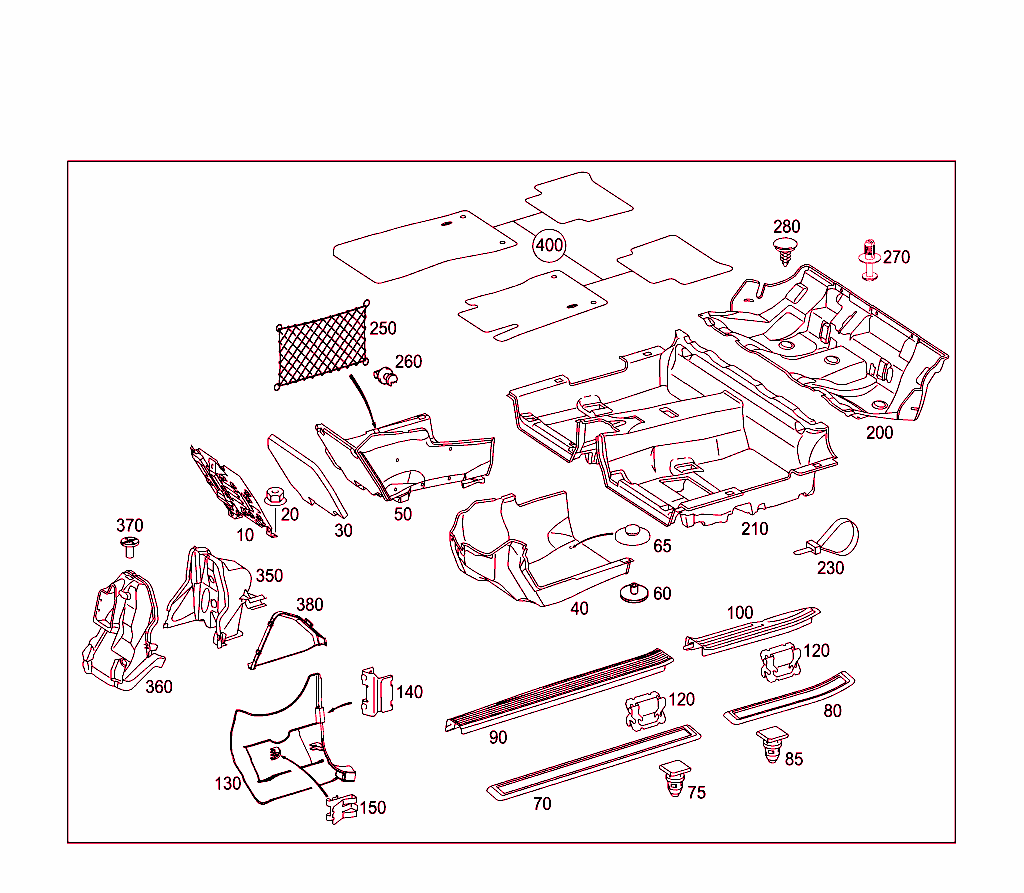 Front Panel Pillar Panelling, Lining On Floor And Footrest