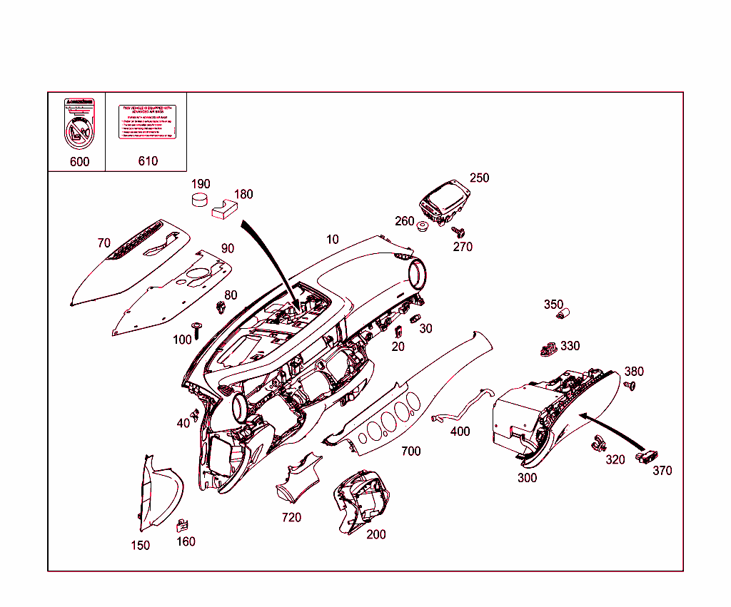 Instrument Panel And Gloves Compartment Box With Passenger Air Bag