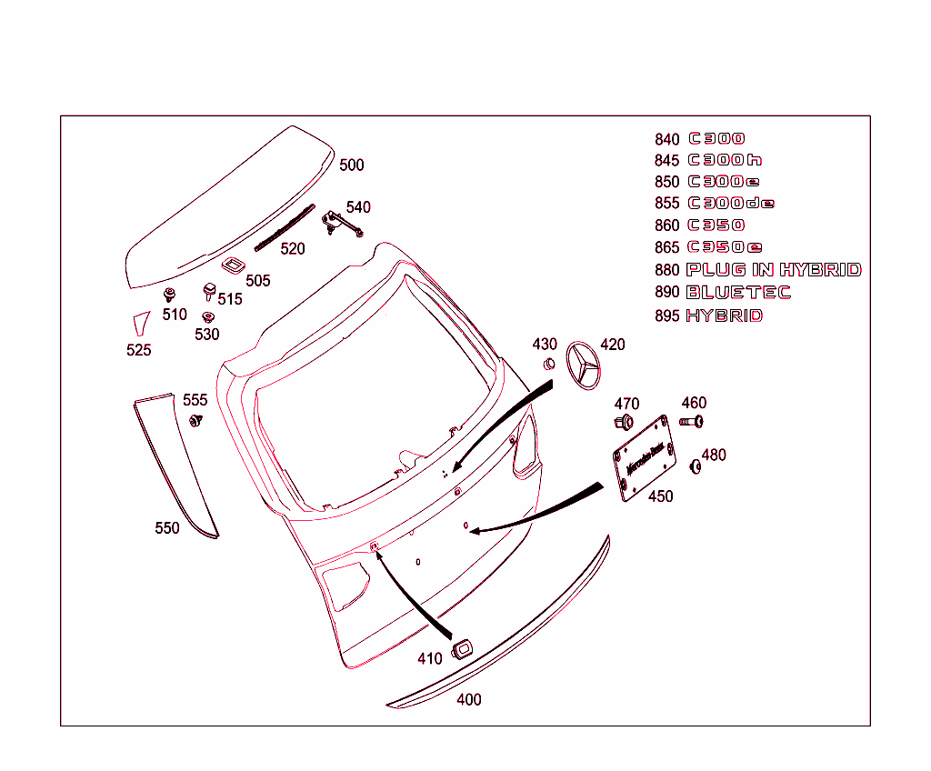 Rear Panel Door Attachment Parts, Rear Panel Door Window