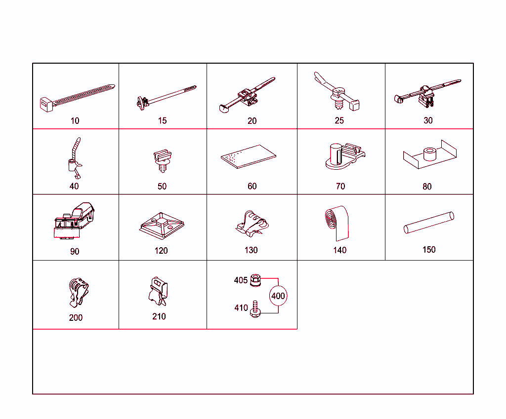 Loom Ties, Cable Mounting Parts And Grommets