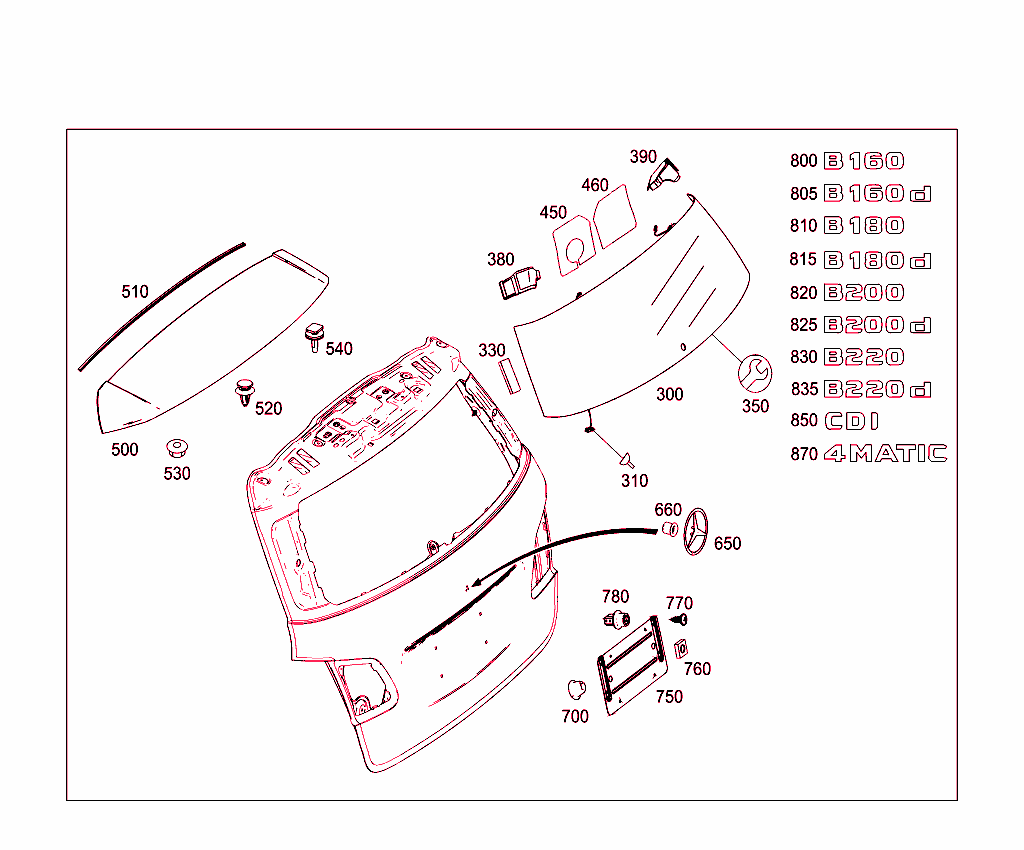Rear Panel Door Attachment Parts, Rear Panel Door Window