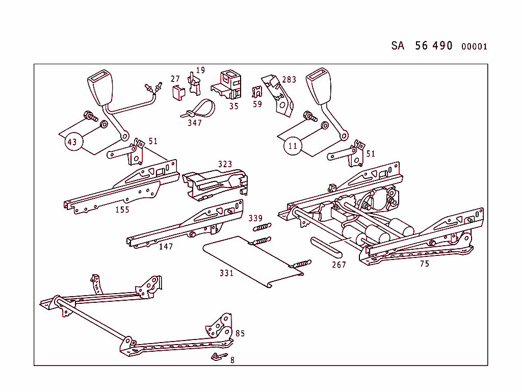 Front Seat Adjuster (Type 201, For Electrical Parts, See Standard Microfiche,Group 82)