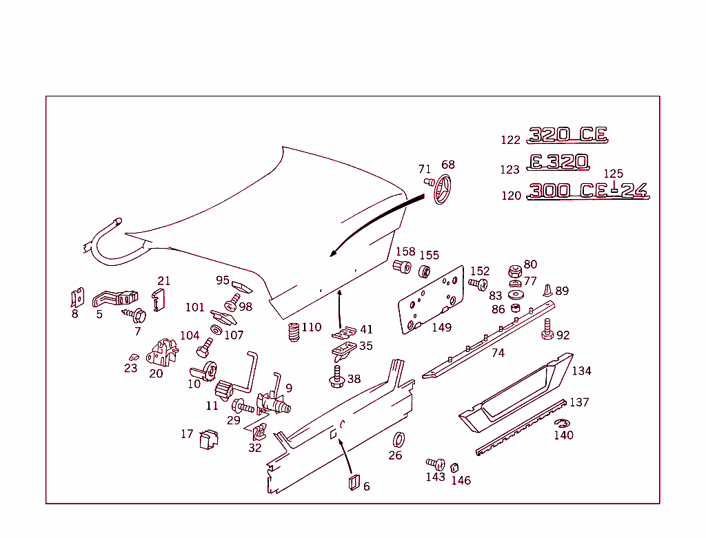 Rear Lid Latch-Type Lock, Rear Lid Attachment Parts