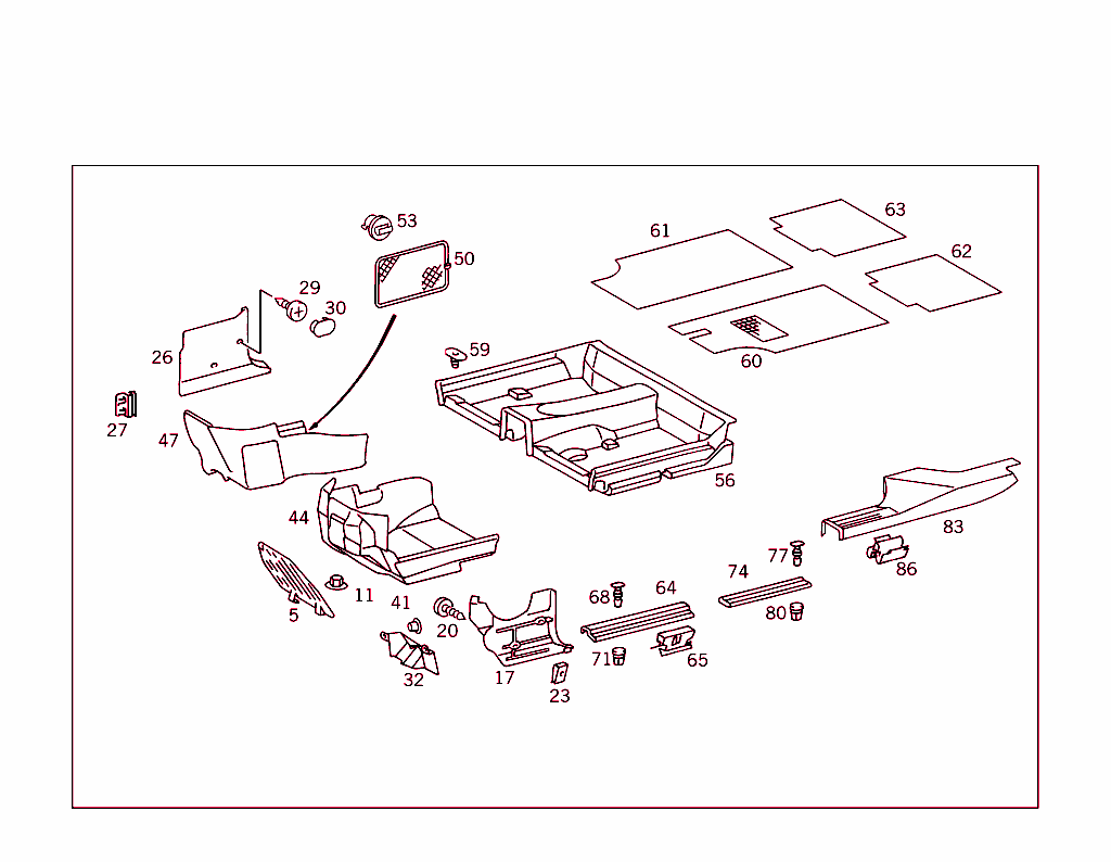 Front Panel Pillar Panelling, Lining On Floor And Footrest