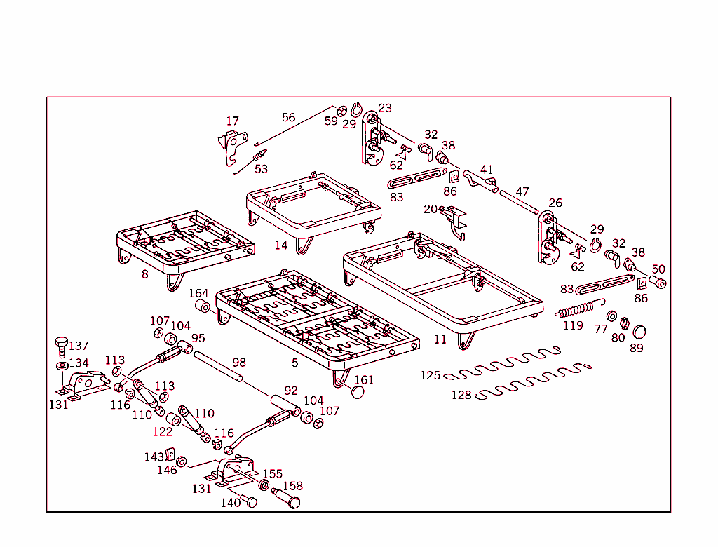 Rear Seat Support & Cushion Frame Split (1/3:2/3)